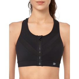 Ivet Women's Sports Bra, Non-Shaking, Open Front, Mesh, Quick Drying, Breathable, Stretchy, High Support, Racer Back, Underarm Height, Wireless, One-Piece Cup, Large Size, Sports Bra for Gym, Running