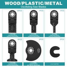 20PCS Oscillating Saw Blades Set, Wood/Metal Universal Multitool Saw Blades Fit Bosch, Fein Multimaster, Black&Decker, Ryobi, Milwaukee, Rockwell, Portcable, WORX, Ridgid, Chicago