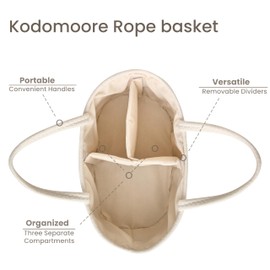 Kodomoore Large Diaper Caddy Organizer, Baby Storage Basket, Nursery Bin and Car Organizer for Diapers, Gift Basket for Baby Shower List or Newborn Essentials, Boys and Girls - Off White