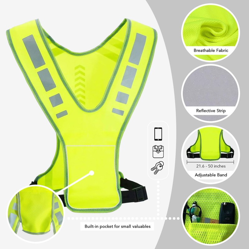 MaximalPower Reflective Vest for Walking at Night - Adjustable Reflective