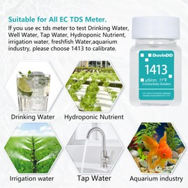 1413 μS/cm Calibration Solution for TDS Meter, EC Meter, Water Tester Calibration Solution, 4 Bottles of 50mL, for Accurate Meter Calibration & Laboratory Testing