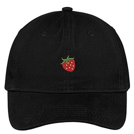 Trendy Apparel Shop Strawberry Embroidered Brushed 100% Cotton Baseball Cap Dad Hat - Black