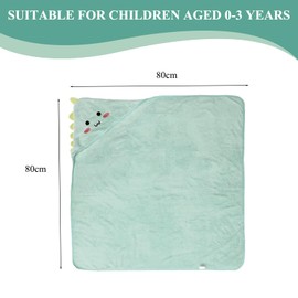 FDJZXW 80 x 80 cm Baby Towel Hooded Towel Baby Towel with Hood Baby Bath Towel Children's Towel Made of Coral Velvet, Bath Towel, Hand Towel, Suitable for Babies and Newborns (Green)
