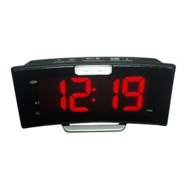 95dB Super Loud Alarm Clock with Bright Flashing Light, Bed Shaker and Snooze Function - The Geemarc WAKE 'N' SHAKE Curve for Heavy Sleepers and Hearing Impaired - USB Charging Port - UK Version