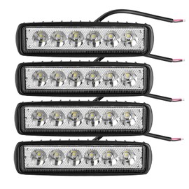PICAA Mini LED Work Light 12 V 24 V, 4 Pieces 6 Inch 18 W Spot 6000 K White LED Headlight Additional Headlight for Car Offroad 4 x 4 Tractor Truck Motorcycle