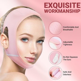 3 Pack V Line Lifting Mask Reusable Double Chin Strap for Sleeping Jawline Double Chin Eliminator for Women, Face Lift Tape Facial Slimmer Shape for Double Chin and Saggy Face Skin Jaw Exerciser(Pink+Black+Purple)