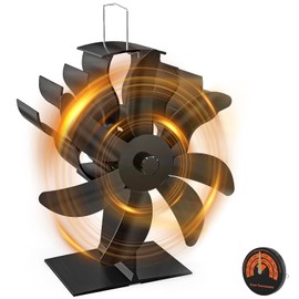 VEEAPE Stove Fan Log Burner Fan, 2023 Upgrade 7-Blades Silent Wood Burner Fans with Thermometer, Log Burner Accessories for Wood Log Burner Fireplace