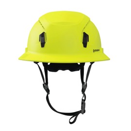 STUDSON SHK-1 Full Brim Safety Helmet: ANSI/ISEA Z89.1 Type II Compliant (R 2019), Lightweight & Breathable, NFC Emergency Contact Chip, One Size, Class C & E Protection (Vented, Hi Vis Yellow)