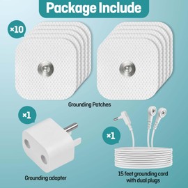 Grounding Patches 10 Pack with Grounding Cord & Adapter, Reusable Adhesive Grounding Pad, Grounding Slice for Any Body Part, Earth Connected Grounding Therapy Grounding Products