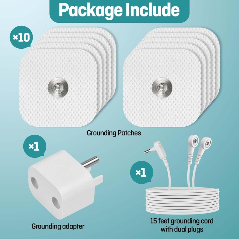 Grounding Patches 10 Pack with Grounding Cord & Adapter, Reusable