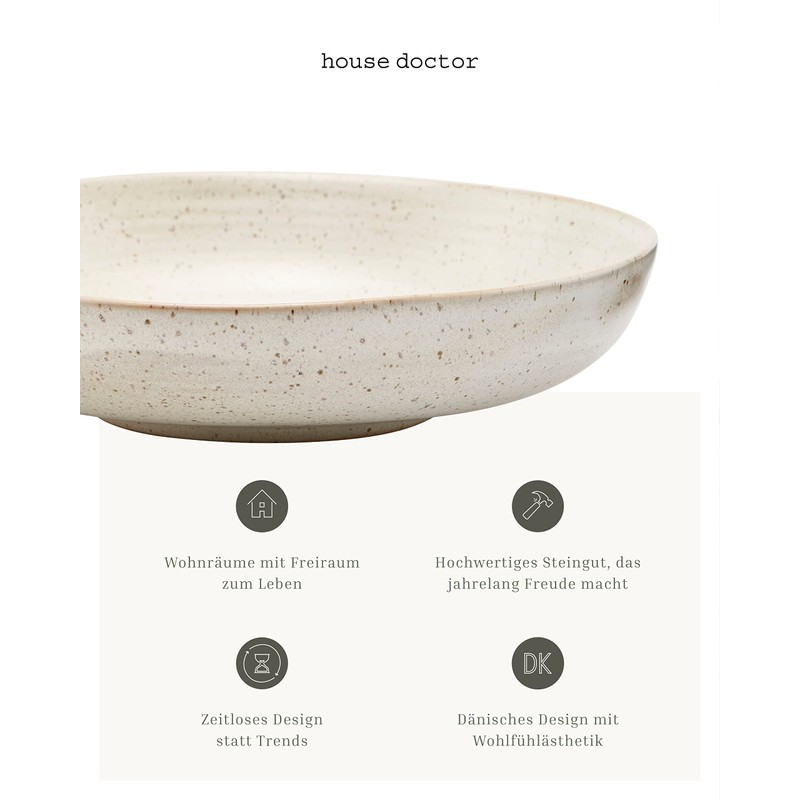 House Doctor Plate, Stoneware, Cream White, Large
