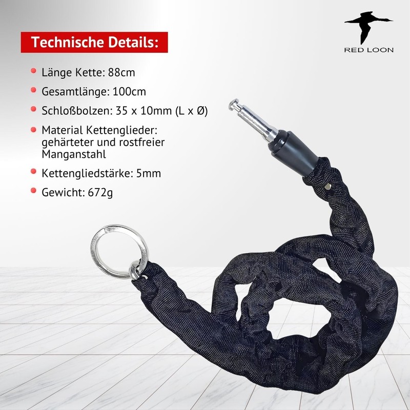 Red Loon BRI-950B Chain - Lock Extension Compatible with AXA