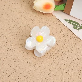 Valentine’s Day Hair Claw Clips Flower Hair Claw for Women White Flower Hair Claw Clips for Thick Hair Laser Hair Clips Hair Clips Small Resin Hair Clips Cute Clips Cute Hair Clips Accessories 1Pcs