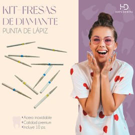 Kit 10 Fresas de Diamante Ultra Fino Punta de Lapiz Dental