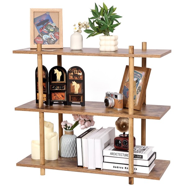 GERYMU 3 Tier Bookshelf, Narrow Wide Wood Bookshelf Storage Organizer,