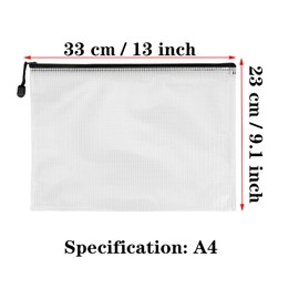 MANCHAP 30 Pack A4 Plastic Zip Wallets Folders, Mesh Zip Pouch Document Bag, A4 Zipper File Bags Plastic File Wallet for Office, Travel, Black Border, 33x23cm