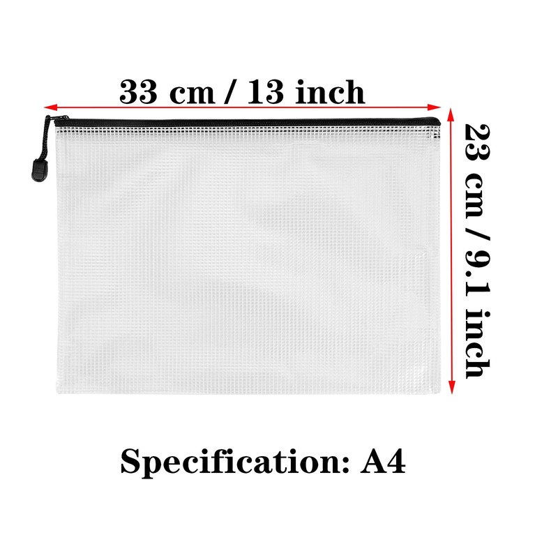 MANCHAP 30 Pack A4 Plastic Zip Wallets Folders, Mesh Zip