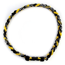 MapofBeauty 18" Sport Style Two Colors Fashion Three Braided Rope Tornado Necklace (Black/Yellow)