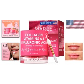 Natural Finish Overnight Lip Serum with Collagen - Strawberry Hydration