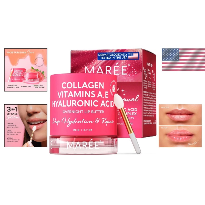 Natural Finish Overnight Lip Serum with Collagen - Strawberry Hydration