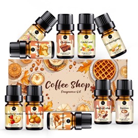 RAINBOW ABBY Fragrance Oil Coffee Shop Set, Fragrance Oil for Candle & Soap Making- Espresso, Mocha Coffee, Chocolate, Almond Biscotti, Roasted Hazelnut, Golden Waffle and More Scented Oils