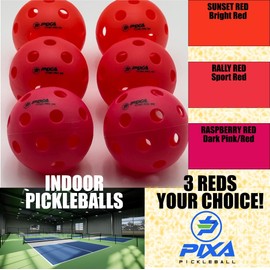 PIXA Titan Pro 26 Indoor Pickleballs – USAPA Approved Tournament-Grade Ball with Precision Flight & Reliable Bounce – Designed for Indoor Play – Sunset Red – 3 Pack