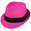 Gelante Summer Fedora Panama Straw Hats with Black Band M215-Pink-S/M