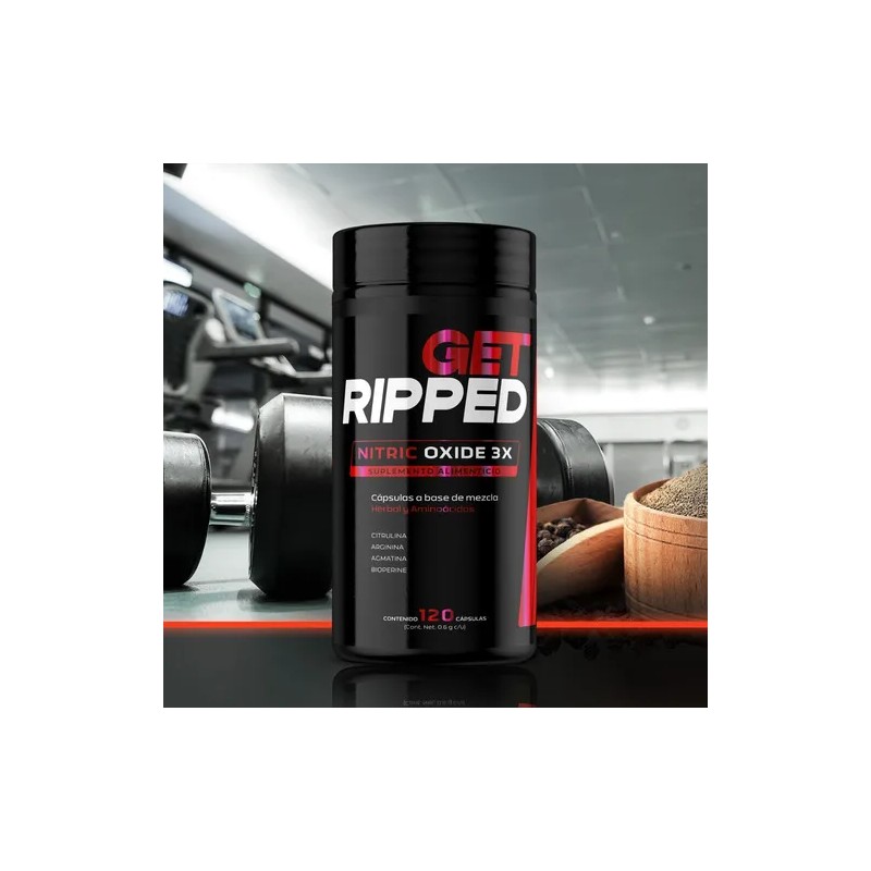 Óxido Nítrico 3x 120 Capsulas Arginina Citrulina Get Ripped Sabor