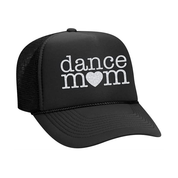 FitCrush Lifestyle Dance Mom Glitter Trucker Hat (Black/Silver)