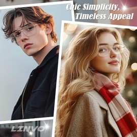 LINVO Fake Glasses Non-Prescription Clear Lens Metal Frame Fashion Eyewear for Women Men, Gold Frame | Clear Lens, Medium