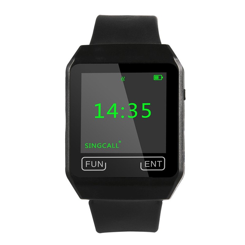 SINGCALL Wireless Calling System,Watch Receiver,Big Screen,Easy to Use,Support User-Defined,Rechargeable Lithium