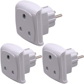 DentJet S??dafrika 3-poliger Gro?er Stecker Typ M Adapter (Nicht f??r indische 3-polige Typ D-Stecker) Konvertiert in 2-polige EU-Steckdose/Deutschland Steckdose mit Sicherheitsverschluss (3 St??ck Wei?)