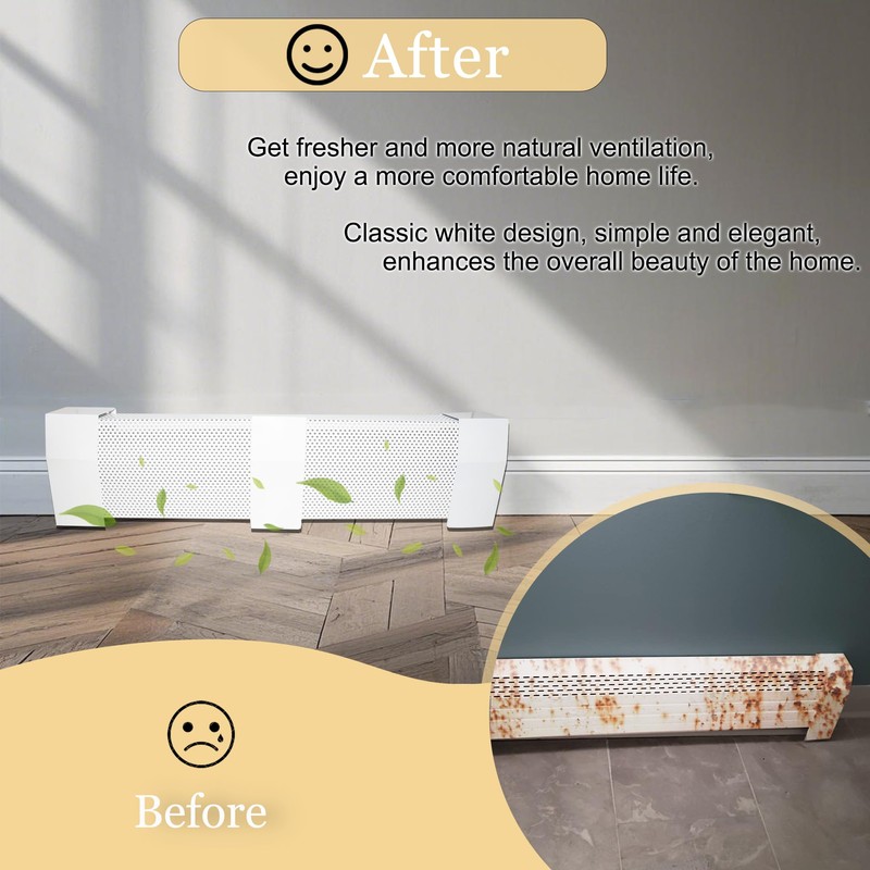 Baseboard Heater Cover, 2FT-4FT Retractable Galvanized Steel Easy Slip-On Baseboard