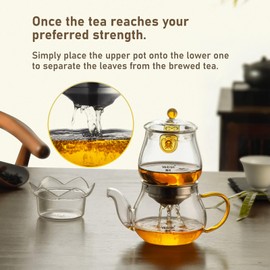 Veitron Easy to Soak Tea Pot, Total 560ml (18.94 oz) Glass Teapot with Base, Tea and Water Separation Magic Teapot for Stovetop, Home, Office or Solo Tea Drinking