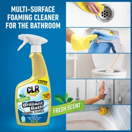 CLR Brilliant Bath Foaming Bathroom Cleaner Spray - Dissolves Calcium, Lime, and Soap Scum - Fresh Scent, 26 Ounce Bottle (Pack of 4)
