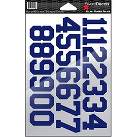 Number Stickers for Helmets (Football, Baseball, Softball, Hockey, Lacrosse, Etc.) 4 Sheets (Royal Blue)