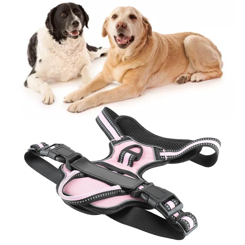 Dog Harness Double Layers Adjsutable Breathable Mesh Reflective Escape Proof