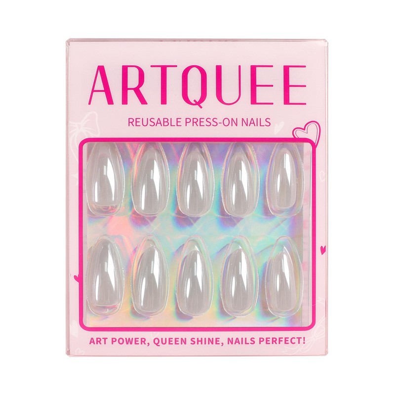 Artquee Press on Nails Medium Length Galaxy Aurora Shine Almond