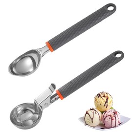 Pack of 2 Ice Cream Scoops, Various Sizes, Ice Cream Spoon, Non-Slip Handle, Ideal for Ice Cream, Melon, Meatballs, Dough, Mashed Potatoes or Melon Balls