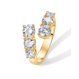 PAVOI 14K Yellow Gold Plated Cubic Zirconia Crossover Chunky Eternity Ring for Women | Open Twist Stackable Bands | CZ Statement Rings | Size 9