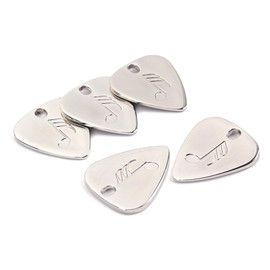 BIUDECO Púas De Guitarra De Metal Plateadas Ld02, Cómodas y Antideslizantes Para Guitarra Acústica y Clásica, Agujero Para Colgante, Accesorio Esencial Para Músicos