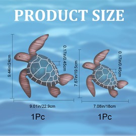 CREATCABIN 2Pcs Small Sea Turtle Wooden Wall Decor Wall Art Farmhouse Ocean Beach Theme Hanging Decoration Vintage Turtle Coastal Decor for Home Lake House Bathroom Indoor Outdoor
