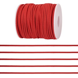 Craftdady 49.21 Yards 2.5 mm Faux Suede Cord for Jewelry Making Flat Suede Lace Roll for Necklaces Bracelets Making Tassels Dream Catchers Art Crafts, Crimson
