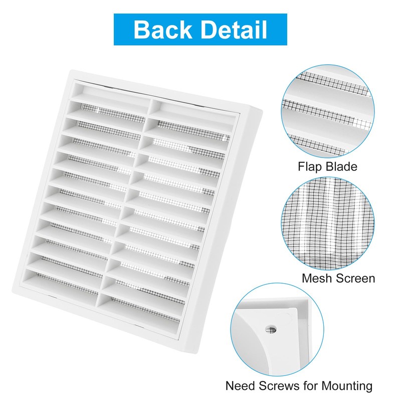 PATIKIL 5" Wall Vent, ABS Gable Vent Grille Louvered Square