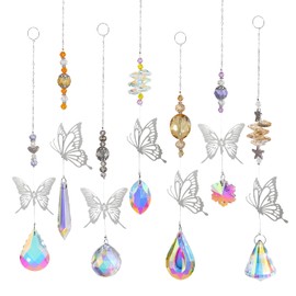 Suncatcher Crystal Window, Pack of 7 Butterfly Crystal Pendant Decoration, Hanging Window Decoration, Crystal Suncatcher, Rainbow Suncatcher Crystal, Rainbow Crystal Pendant, Home Garden Decoration