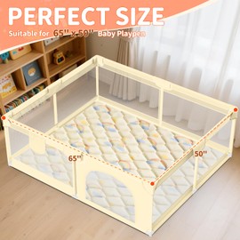 Deeteck Baby Play Mats for Floor - 65x50 In Thicken Soft Padding Foam Playmats for Toddlers Playpen - Non-Slip Baby Activity Mat for Tummy Time & Crawling - Foldable Play Mat Machine Washable, Rainbow