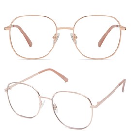 SOJOS Classic Square Blue Light Blocking Glasses for Women Men Stylish Computer Glasses SJ1137, Rose Gold Frame/Anti-Blue Light Lens
