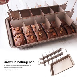 Good Dee's Brownie Pan with Dividers, Non Stick Baking Pan Sets, Carbon Steel Bakeware Tray with Grips for Oven Baking, 18 Pre-Cut Square Molds for Brownies (12'' X 8'' X 2'')