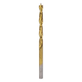 HARFINGTON Brad Point Drill Bit 3.5mm(9/64") Dia Straight Round Shank Drill Metric Brad Point Spiral Twist Drill Bits for Carpenter Woodworking Plastic Rubber, Golden