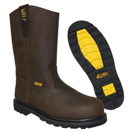 WOLF Work Boot | 100% Genuine Upper Leather | Oil, Heat, Chemical, Impact, Compression & Puncture Resistant | Electrical Hazards | Non-Slip Rubber Sole | Steel Toe | Dual Pullers | Construction | Industrial PPE